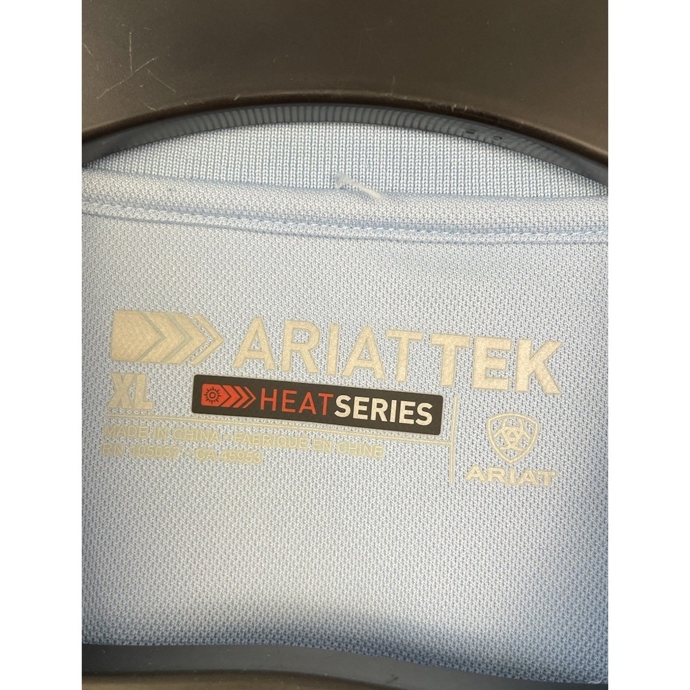 Ariat Tek Heat Series Polo‎ Shirt Mens XL Light Blue Short Sleeve Casual Golf - Picture 4 of 7